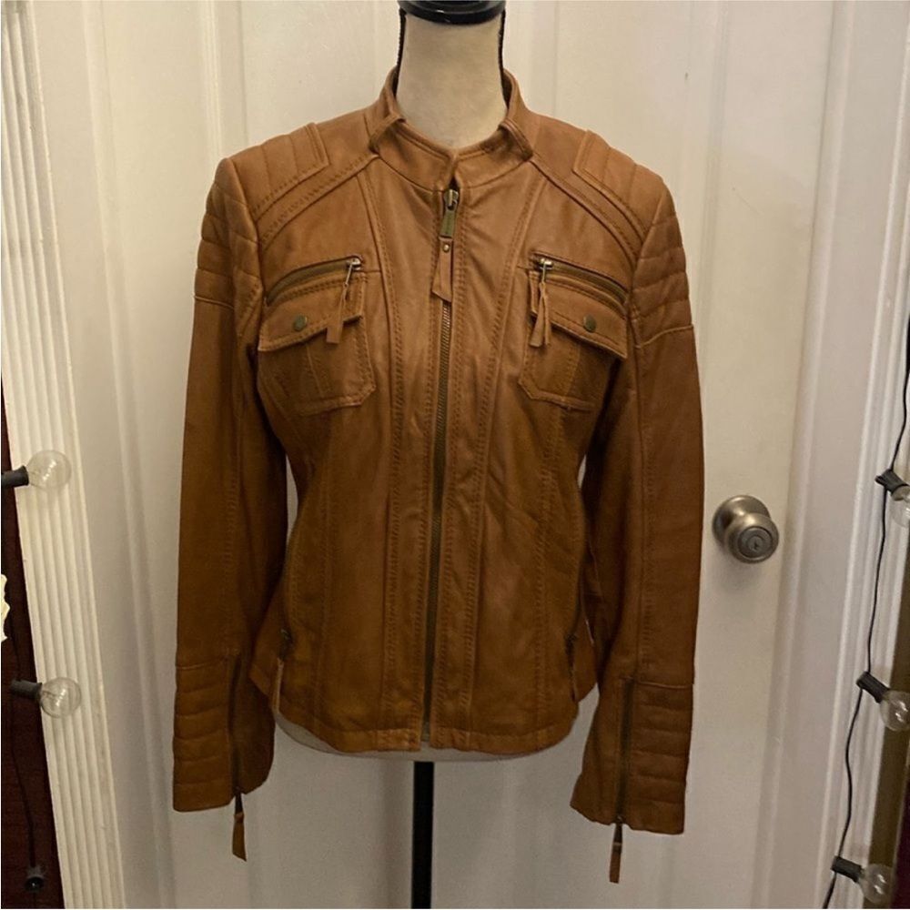 Michael Kors Brown Leather Jacket, M